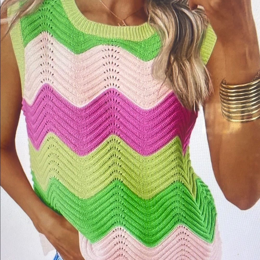 Colorful Chevron Knit Sleeveless Top